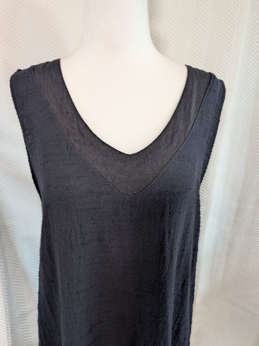 Francesca Bettini 100% Linen V‑Neck Tiered Midi Dress Dark Navy Size Small Boho - Picture 3 of 12